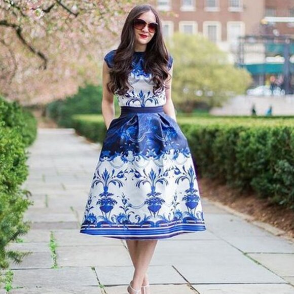 BNWT Ted Baker London Persian  Blue  Full Skirt - Picture 3 of 16